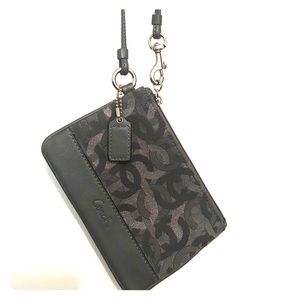 Grey Coach Logo wristlet